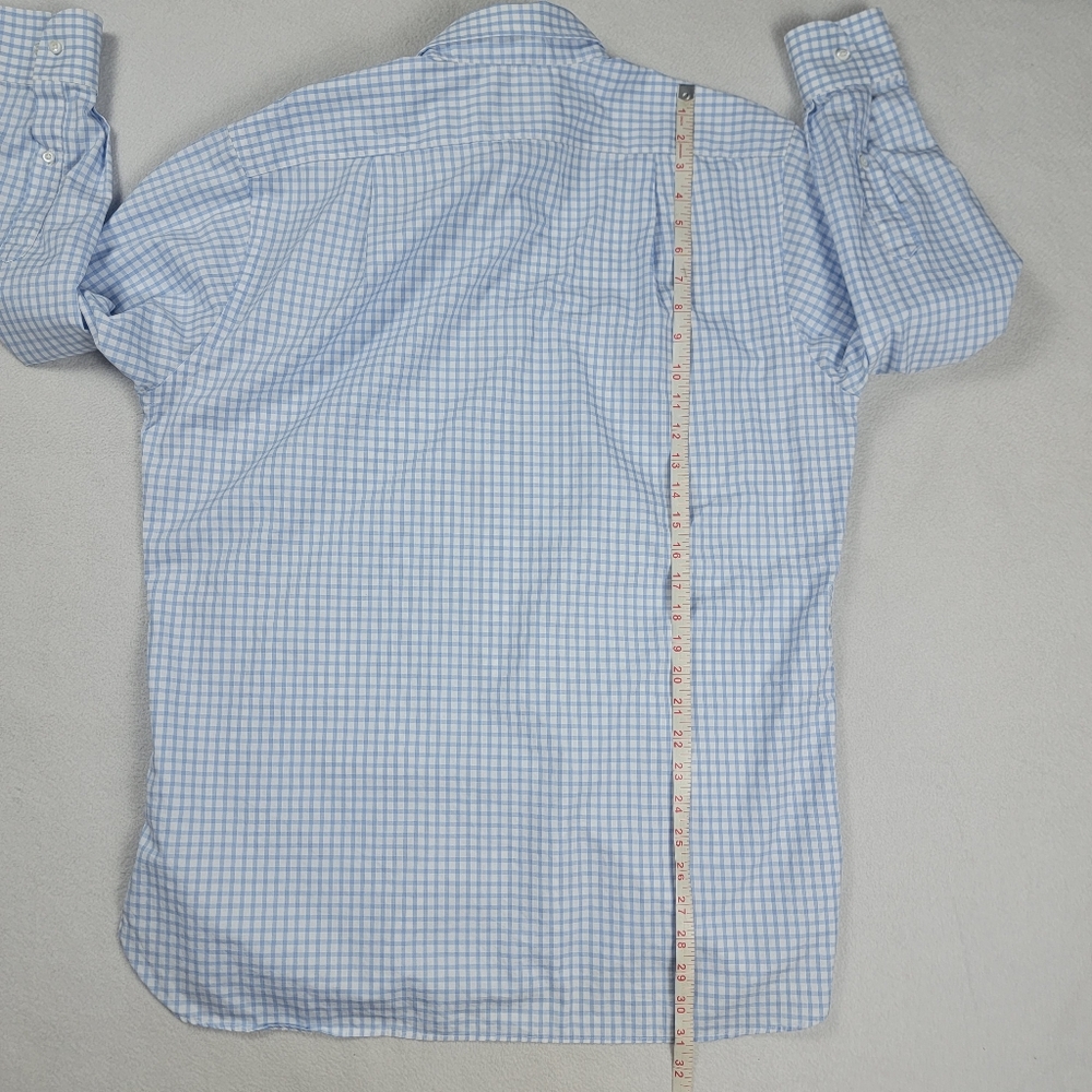 Ben Silver Charleston Button Down Shirt Men's 16.5-33 Blue Check 100% Cotton - Picture 8 of 11